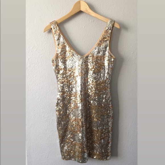 As U Wish Dresses & Skirts - As U Wish Sequin Gold/Silver Dress